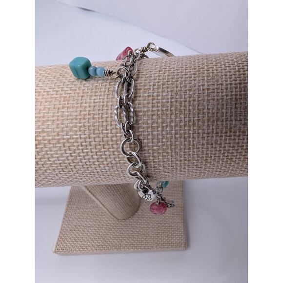 Brighton Double Chain Charm Bracelet 7.5" Silver Tone Colorful Beads - Picture 10 of 11